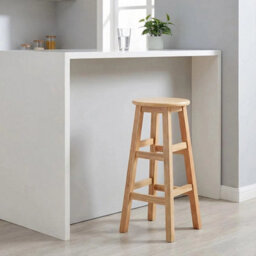 Round-70Cm Wooden Bar Stool Bar Kitchen Stool Breakfast Bar With Footrest Stool - thumbnail 4
