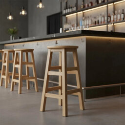 Round-70Cm Wooden Bar Stool Bar Kitchen Stool Breakfast Bar With Footrest Stool - thumbnail 3