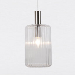 First Choice Lighting Set Of 2 Clear And Brushed Chrome Fluted Glass Design Pendant Fittings - thumbnail 4