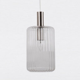 First Choice Lighting Set Of 2 Clear And Brushed Chrome Fluted Glass Design Pendant Fittings - thumbnail 5