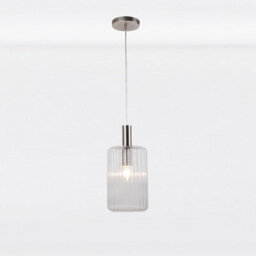First Choice Lighting Set Of 2 Clear And Brushed Chrome Fluted Glass Design Pendant Fittings - thumbnail 2