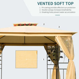 Outsunny 3 X 3(M) Patio Garden Metal Gazebo Marquee Tent Canopy Shelter Pavilion - thumbnail 5