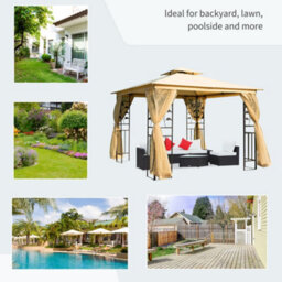 Outsunny 3 X 3(M) Patio Garden Metal Gazebo Marquee Tent Canopy Shelter Pavilion - thumbnail 7
