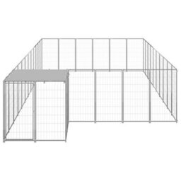 Berkfield Dog Kennel Silver 19.36 M2 Steel - thumbnail 2
