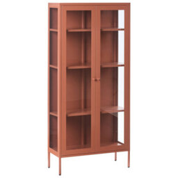 Beliani Glass Display Cabinet With Led Harty Metal 80 Cm Golden Brown - thumbnail 4