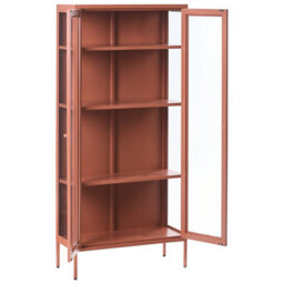 Beliani Glass Display Cabinet With Led Harty Metal 80 Cm Golden Brown - thumbnail 5
