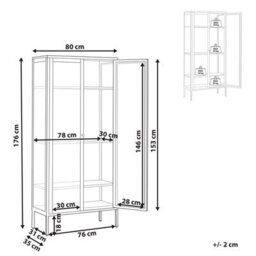 Beliani Glass Display Cabinet With Led Harty Metal 80 Cm Golden Brown - thumbnail 3
