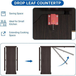 Folding Dining Table With Wheel 2Tier Storage Drop Leaf Extendable Kitchen Table - thumbnail 3