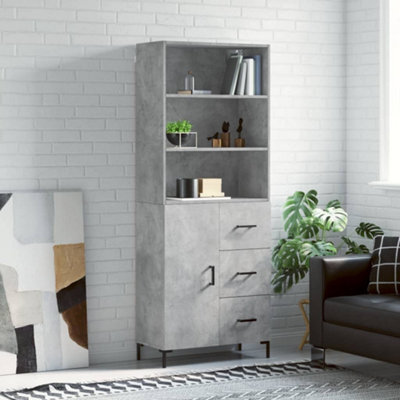 Berkfield Highboard Concrete Grey 69.5X34X180 Cm Engineered Wood - image 1