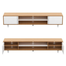 "Avf Harbour Extra Wide 2M Tv Stand, For Tvs Up To 95"" -  Light Wood And White" - thumbnail 7