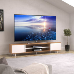 "Avf Harbour Extra Wide 2M Tv Stand, For Tvs Up To 95"" -  Light Wood And White" - thumbnail 2