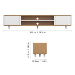 "Avf Harbour Extra Wide 2M Tv Stand, For Tvs Up To 95"" -  Light Wood And White" - thumbnail 8