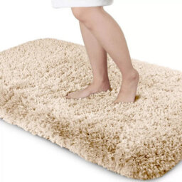 Ameha Beige Shaggy Door Mat 50X80 Cm For Bedroom Non Slip Soft Fluffy Thick Pile Small Rug Non-Shedding Easy To Clean - thumbnail 2