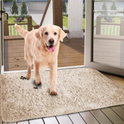Ameha Beige Shaggy Door Mat 50X80 Cm For Bedroom Non Slip Soft Fluffy Thick Pile Small Rug Non-Shedding Easy To Clean - thumbnail 4