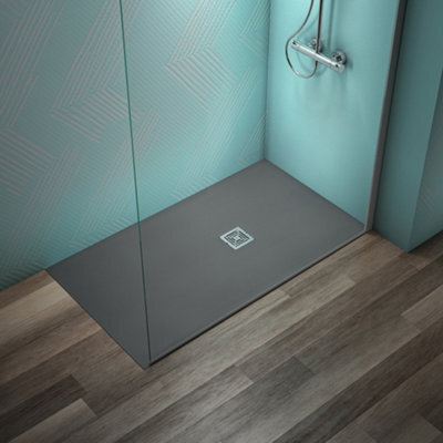 Ideal Standard Ultra Flat S+ Shower Tray 30mm 1400 X 800mm In Concrete Grey Including Waste - image 1