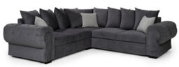 Horizon Corner Sofa Bed Grey Velour Fabric Scatter Back Cushions - thumbnail 1