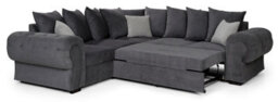 Horizon Corner Sofa Bed Grey Velour Fabric Scatter Back Cushions - thumbnail 2