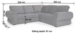 Horizon Corner Sofa Bed Grey Velour Fabric Scatter Back Cushions - thumbnail 4
