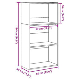 Berkfield Bookcase Old Wood 60X30X114 Cm Engineered Wood - thumbnail 9