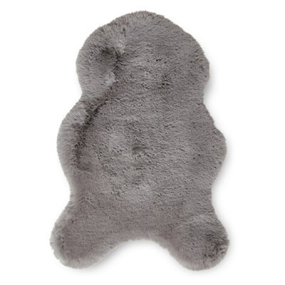 Sheepskin Grey Plain Shaggy Rug, 50mm Thickness Modern Rug, Luxurious Rug For Living Room, & Dining Room-60Cm X 180Cm (Double)