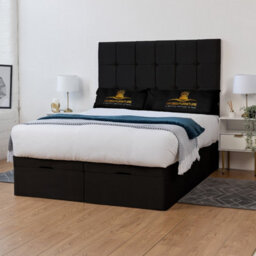 UKBEDFURNITURE Florence Plush Black End Opening Divan Ottoman Bed With 54 Inch Headboard - thumbnail 1