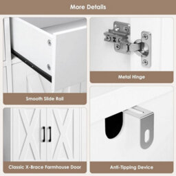 White+Black 120Cmsideboard Kitchen Cabinets With 2 Drawers, Wooden Storage Cupboard Cabinet - thumbnail 4