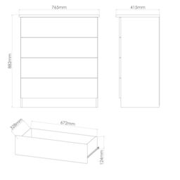 Rovigo Ready Assembled Gloss Dusk Grey 4 Drawer Chest (H)882mm (W)765mm (D)415mm - thumbnail 7
