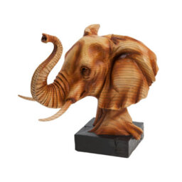 Naturecraft Wood Effect Resin Figurine - Elephant Head - thumbnail 1
