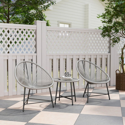 Outsunny Rattan Bistro Set With Acapulco Chairs And Glass Table, Grey - image 1
