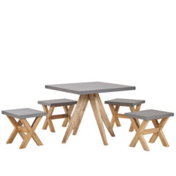 Beliani Olbia 4 Seater Garden Dining Set With Stools Grey Concrete