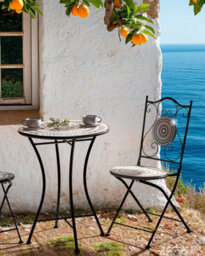 Beliani Set Of 2 Garden Chairs Comiso Folding Metal Black/ White - thumbnail 2