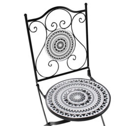 Beliani Set Of 2 Garden Chairs Comiso Folding Metal Black/ White - thumbnail 9