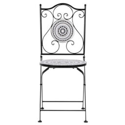 Beliani Set Of 2 Garden Chairs Comiso Folding Metal Black/ White - thumbnail 6
