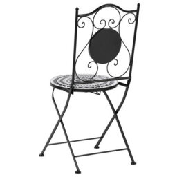 Beliani Set Of 2 Garden Chairs Comiso Folding Metal Black/ White - thumbnail 7