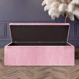 180Cm Large Plain Safar Storage Ottoman Box, Pink Plush Velvet Upholstered Deep Storage Ottoman End Of Bed Bench - thumbnail 2
