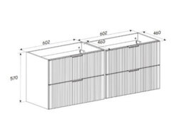 Impact Furniture Bathroom Furniture Set White Double Vanity Unit With Oak Worktop And Drawers Ribbed Wall Tall Storage Cabinet Adel - thumbnail 8