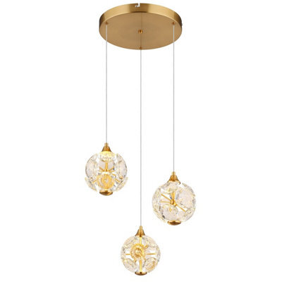 Luminosa Lighting Luminosa Virina Cluster Pendant Ceiling Light Gold Colors K9 Crystals 3X Led 3000K - image 1