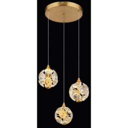 Luminosa Lighting Luminosa Virina Cluster Pendant Ceiling Light Gold Colors K9 Crystals 3X Led 3000K - thumbnail 4