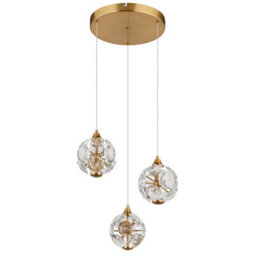 Luminosa Lighting Luminosa Virina Cluster Pendant Ceiling Light Gold Colors K9 Crystals 3X Led 3000K - thumbnail 2