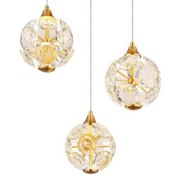 Luminosa Lighting Luminosa Virina Cluster Pendant Ceiling Light Gold Colors K9 Crystals 3X Led 3000K - thumbnail 3