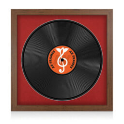 "16X16"" Walnut Modern Vinyl Record Frame With Crimson Mount For 12 Inch Lp Disc - Ak Frames" - thumbnail 1