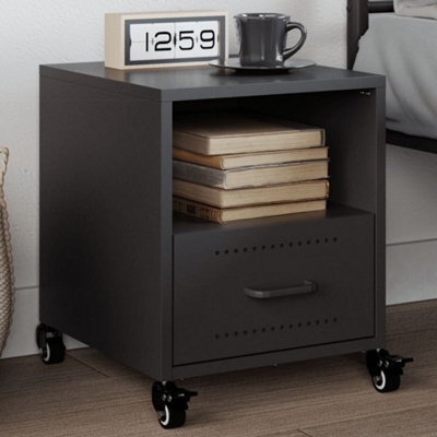 Berkfield Bedside Cabinet Black 36X39X43.5 Cm Steel - image 1