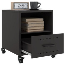 Berkfield Bedside Cabinet Black 36X39X43.5 Cm Steel - thumbnail 4