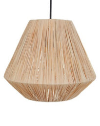 Wyld And Coco Boholuxe Pendant Lamp Natural Straw Shade With Black Iron Base, W33 X H125Cm - thumbnail 1