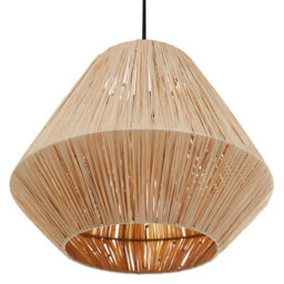 Wyld And Coco Boholuxe Pendant Lamp Natural Straw Shade With Black Iron Base, W33 X H125Cm - thumbnail 4