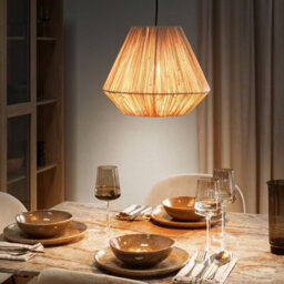Wyld And Coco Boholuxe Pendant Lamp Natural Straw Shade With Black Iron Base, W33 X H125Cm - thumbnail 2