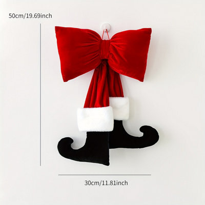 Amorly 50Cm Christmas Velvet Ribbon Bow Ornament, Suitable For Christmas Trees, Home Window Decorations, Festive Party Arrangements - image 1