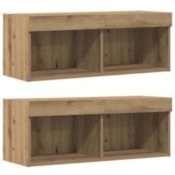 Berkfield Modern 8 Piece Tv Wall Units With Led Artisan Oak Engineered Wood - thumbnail 7