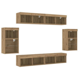 Berkfield Modern 8 Piece Tv Wall Units With Led Artisan Oak Engineered Wood - thumbnail 9