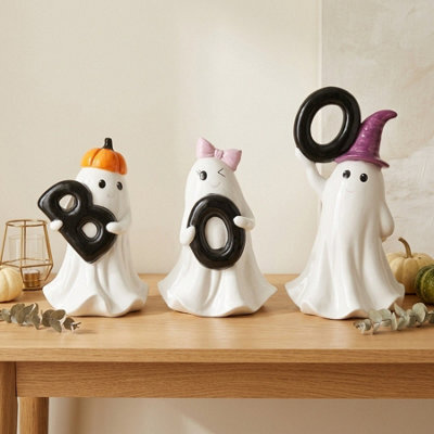 Garden Greatness Ceramic Decorative Boo Ghost Figures Set - image 1